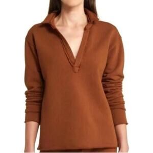 Frank & Eileen Triple Fleece Patrick Popover Henley In Brown Size M